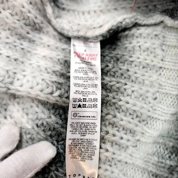 TOPMAN NWT Turtleneck Wool Blend Sweater Ombre Gray Small - Picture 10 of 10